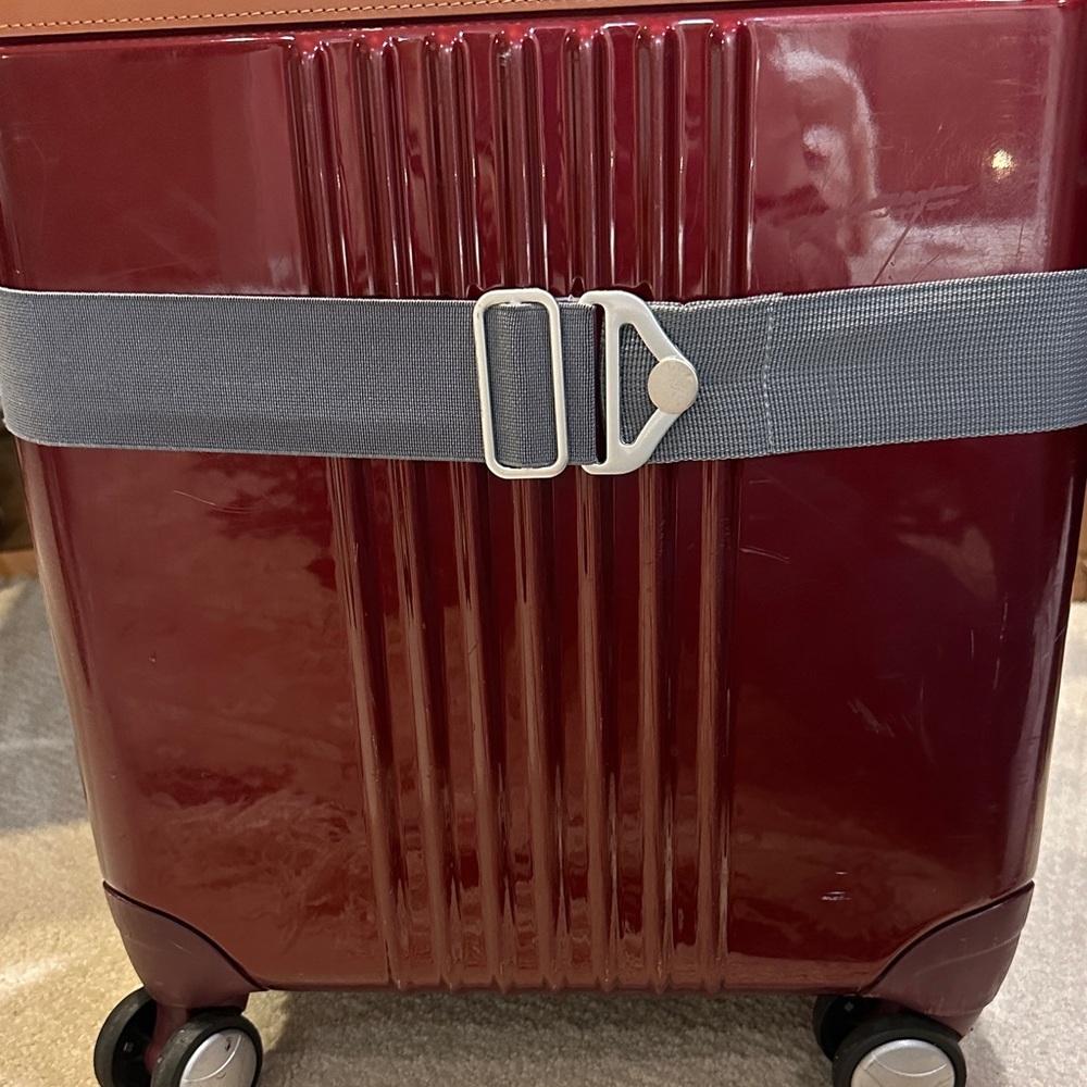 Gray Suitcase and tote Strap